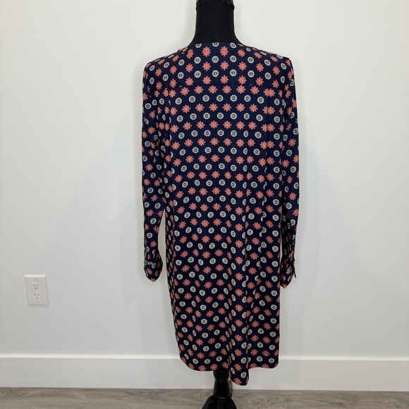 LOFT Dark Blue Long Sleeve Floral Print Midi Dress (S) - Picture 6 of 8